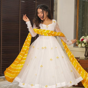 Kasturi white organza suit set