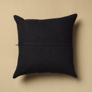 Black - Hand Embroidery Plain Cotton Cushion Cover (16 x 16 in)