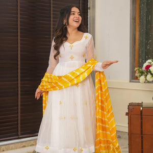 Kasturi white organza suit set