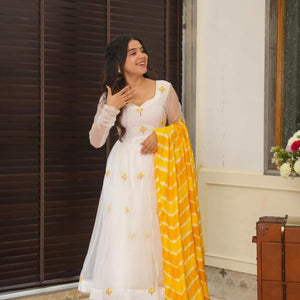 Kasturi white organza suit set