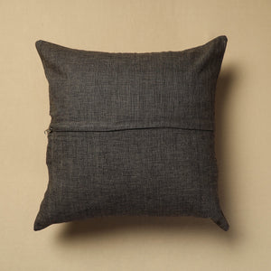 Brown - Hand Embroidery Plain Cotton Cushion Cover (16 x 16 in)