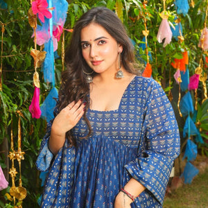 Jignasa blue chanderi suit set