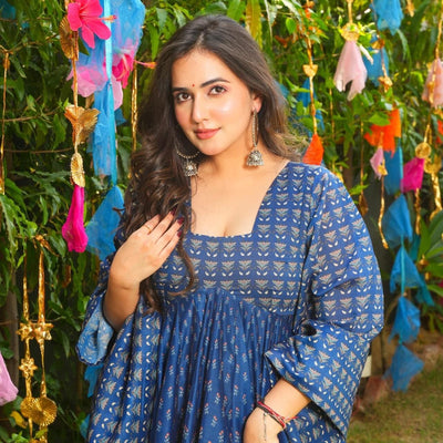 Jignasa blue chanderi suit set
