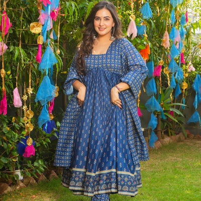 Jignasa blue chanderi suit set