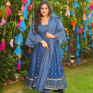 Jignasa blue chanderi suit set