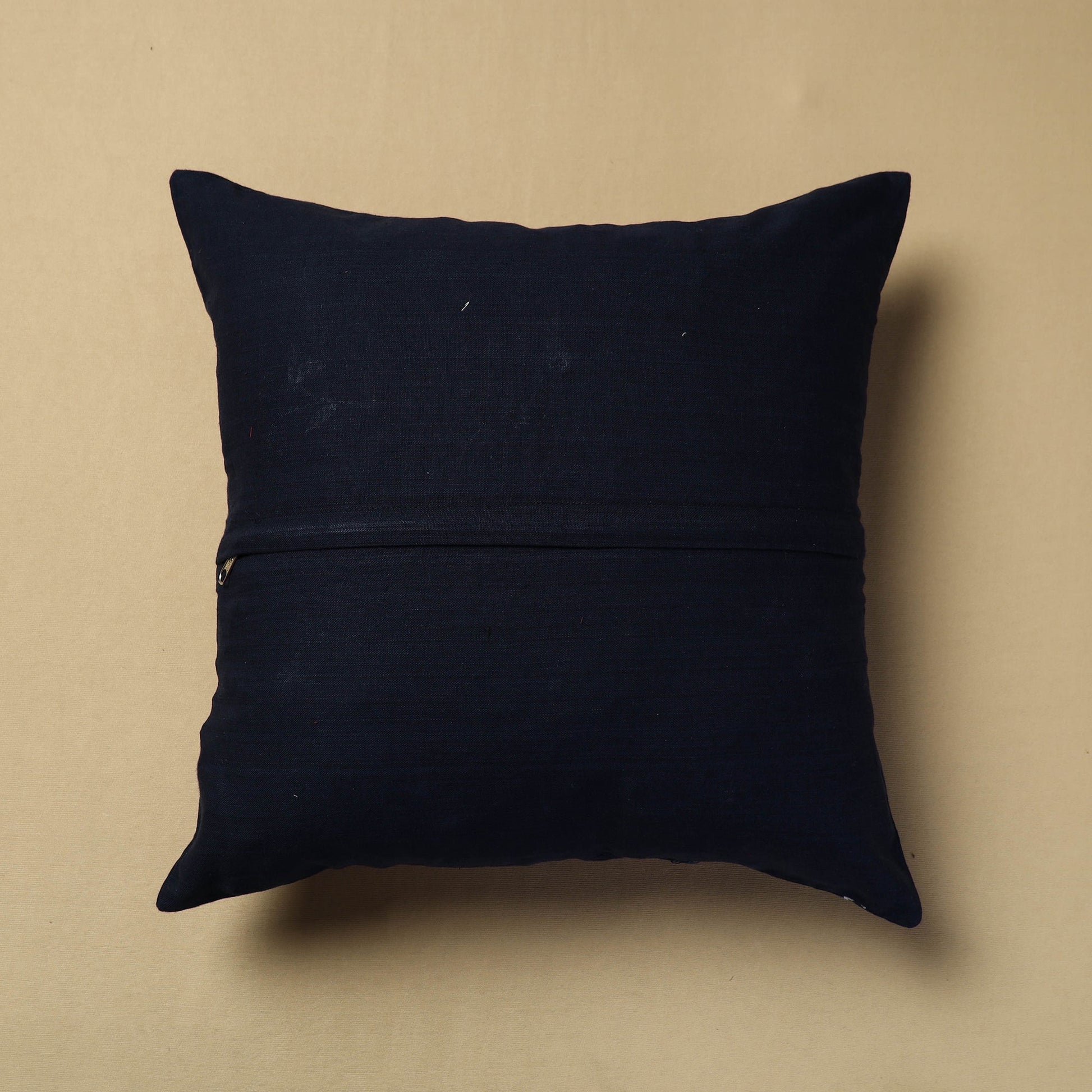 Black - Hand Embroidery Plain Cotton Cushion Cover (16 x 16 in)