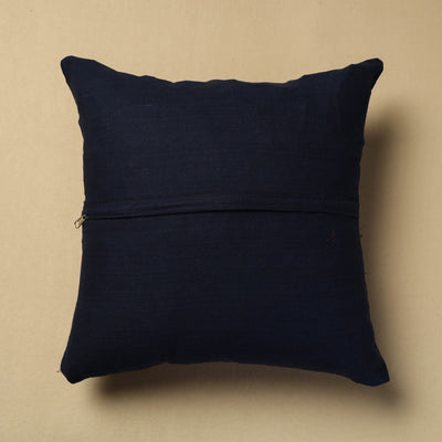 Black - Hand Embroidery Plain Cotton Cushion Cover (16 x 16 in)