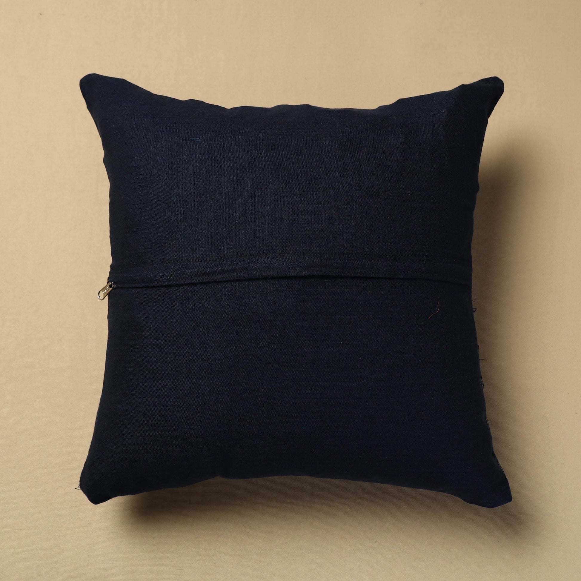 Black - Hand Embroidery Plain Cotton Cushion Cover (16 x 16 in)
