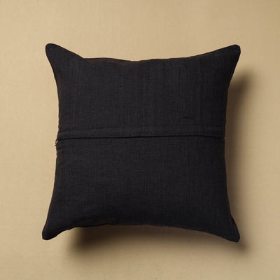 Black - Hand Embroidery Plain Cotton Cushion Cover (16 x 16 in)