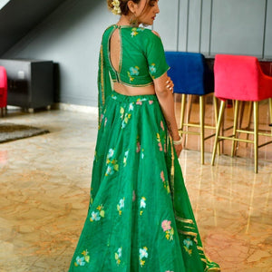 Aisha green organza lehenga choli set