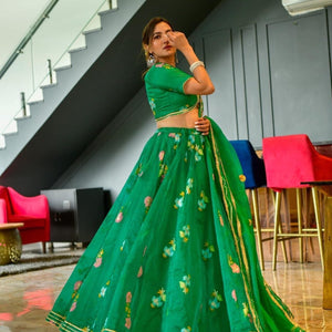 Aisha green organza lehenga choli set