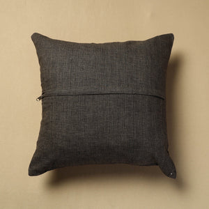 Brown - Hand Embroidery Plain Cotton Cushion Cover (16 x 16 in)