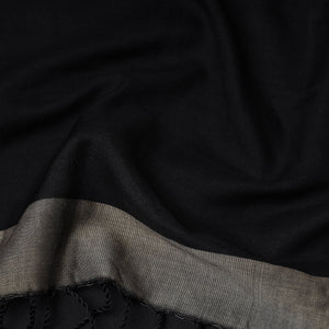 Black - Traditional Maheshwari Cotton Handloom Stole with Tassels