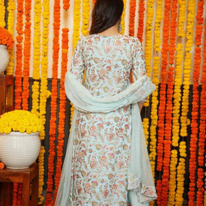 Pristine embroidered georgette straight fit