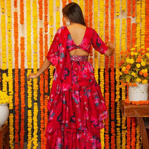 Azure chinon stylish saree