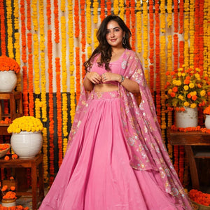 Gautami pink croptop-shrug set