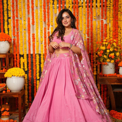 Gautami pink croptop-shrug set