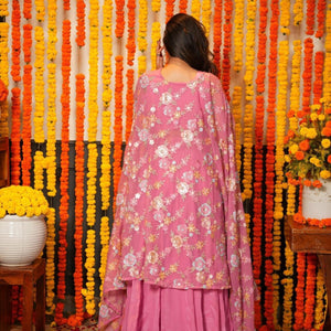 Gautami pink croptop-shrug set