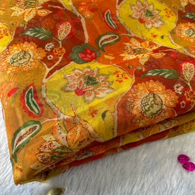 Yellow organza raw fabric #24
