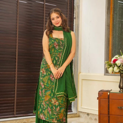 Sparkling green embroidered set