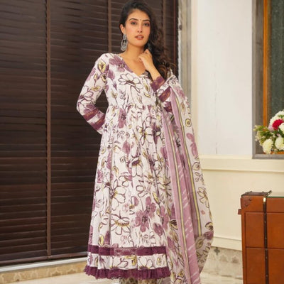Frosted purple cotton suit set