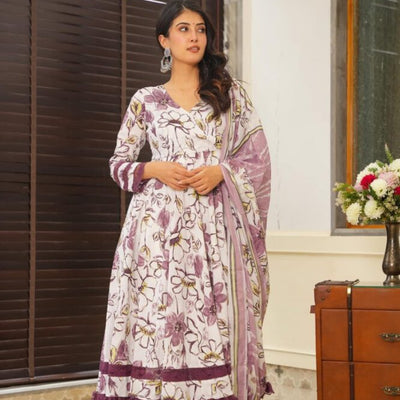 Frosted purple cotton suit set
