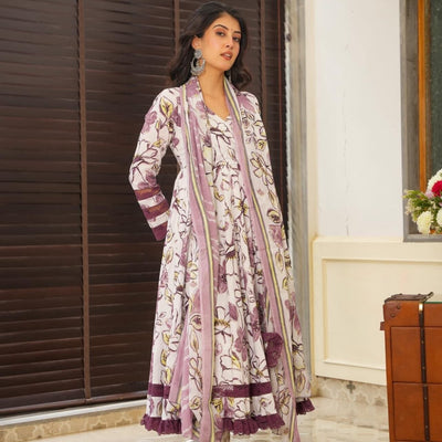 Frosted purple cotton suit set