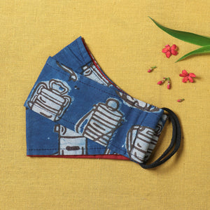 Bindaas Block Printed Cotton 3 Layer Maska Snug Fit Face Cover