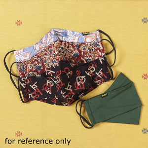 Bagru Block Printed Cotton 3 Layer Maska Snug Fit Face Cover
