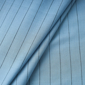 Blue - Baragaon Pre Washed Handloom Striped Cotton Fabric