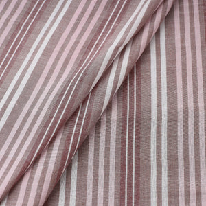 Brown - Baragaon Pre Washed Handloom Striped Cotton Fabric