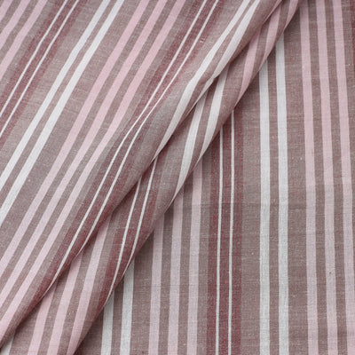 Brown - Baragaon Pre Washed Handloom Striped Cotton Fabric