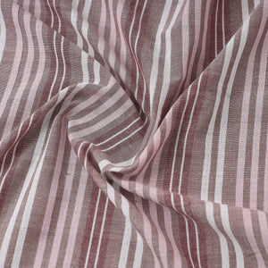 Brown - Baragaon Pre Washed Handloom Striped Cotton Fabric
