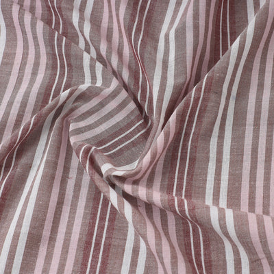 Brown - Baragaon Pre Washed Handloom Striped Cotton Fabric