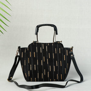 Black - Handcrafted Kantha Hand Embroidered Cotton Hand Bag