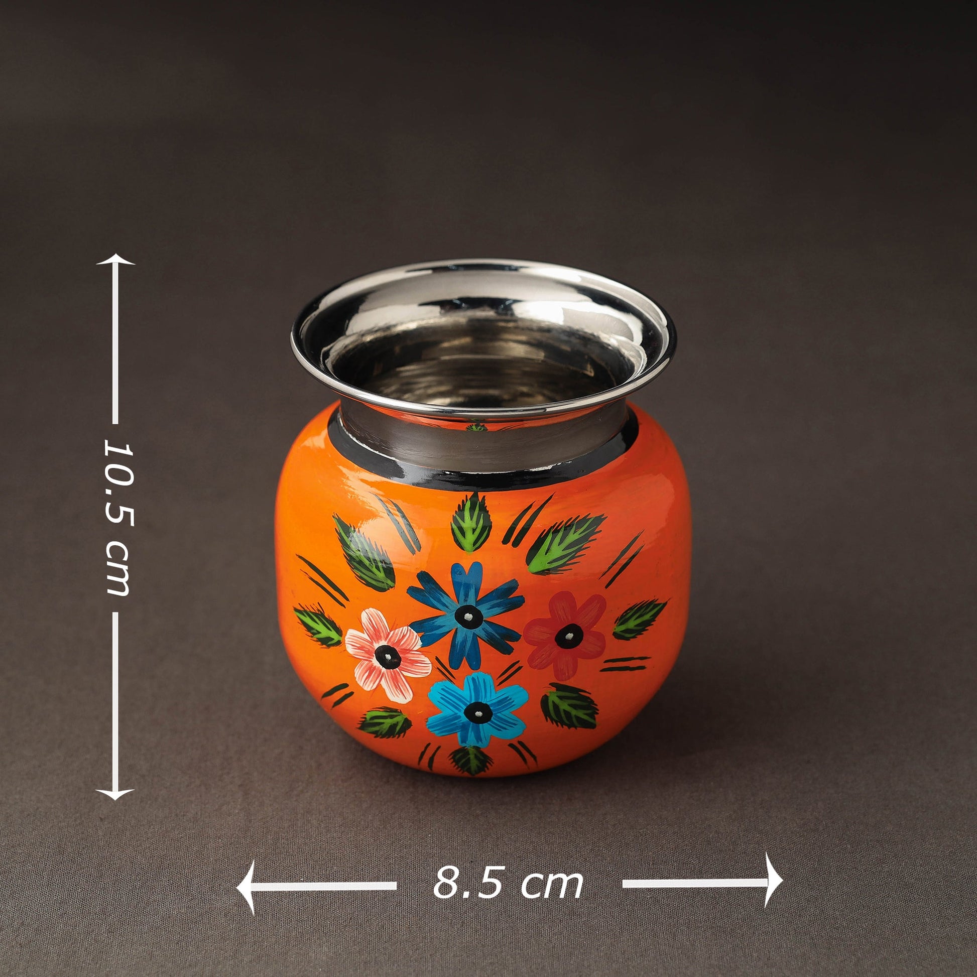 Banaras Handpainted Stainless Steel Lota / Kalash / Container