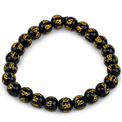 Studio Vaidik Black Onyx Bracelet with Om Mani Padme Hum