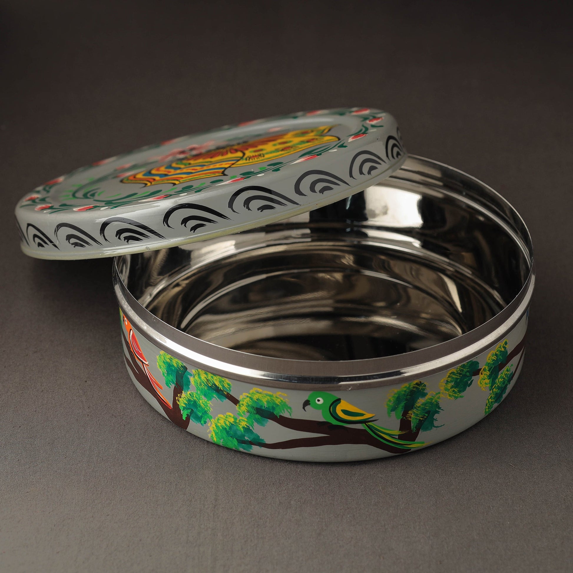 Banaras Handpainted Stainless Steel Chapati Box