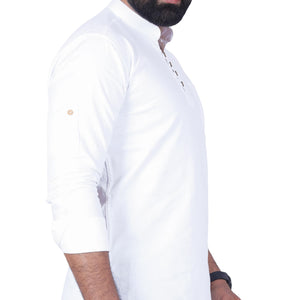 White Solid Pure Cotton Straight Kurta