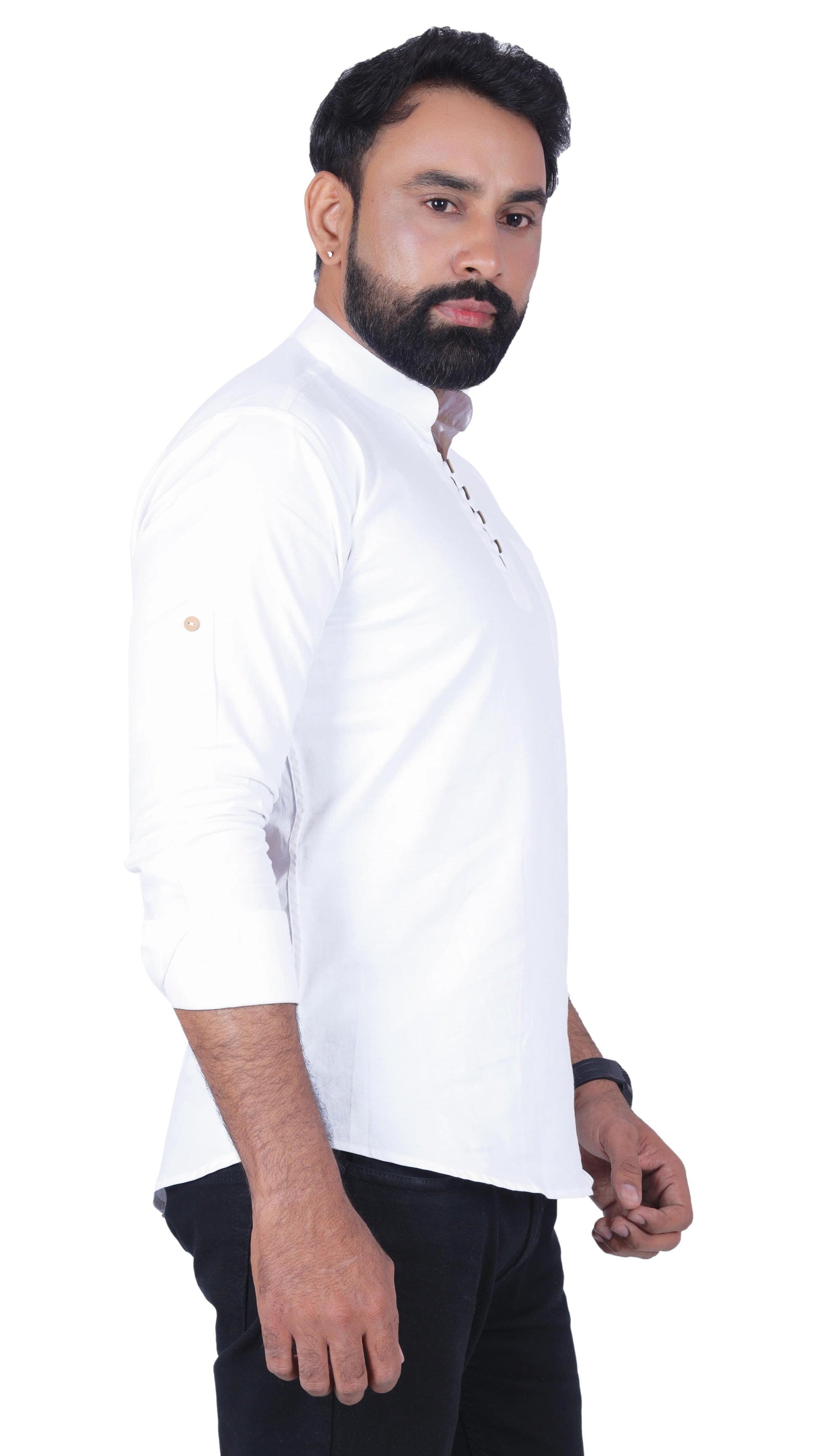 White Solid Pure Cotton Straight Kurta