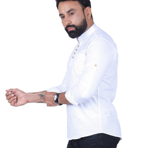White Solid Pure Cotton Straight Kurta