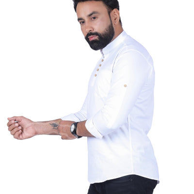 White Solid Pure Cotton Straight Kurta