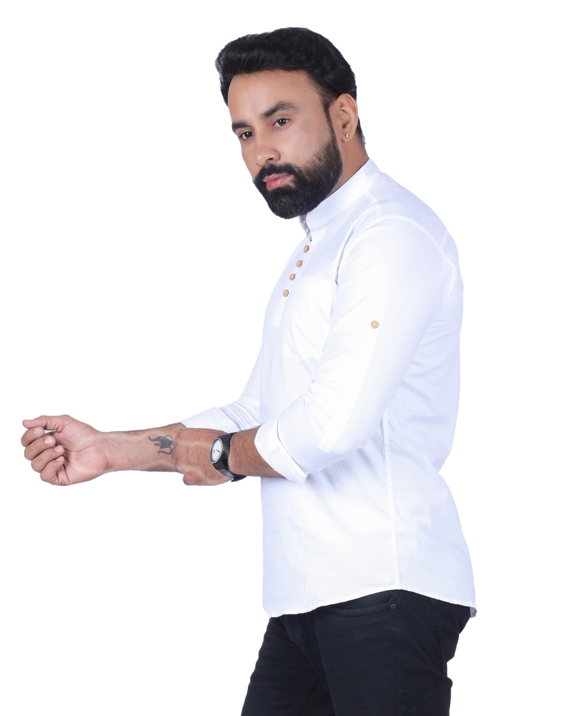 White Solid Pure Cotton Straight Kurta