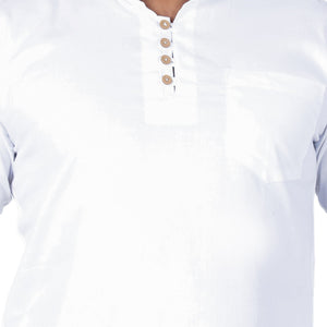 White Solid Pure Cotton Straight Kurta