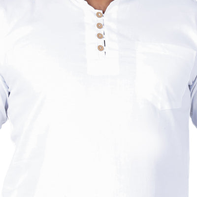 White Solid Pure Cotton Straight Kurta