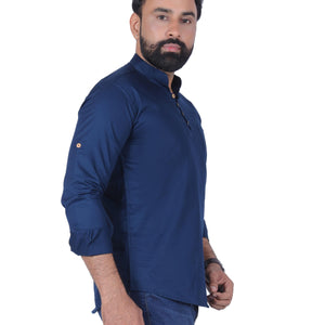 Dark Blue Solid Pure Cotton Straight Kurta