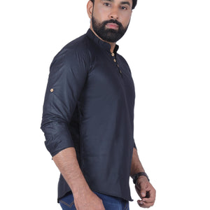 Black Solid Pure Cotton Straight Kurta