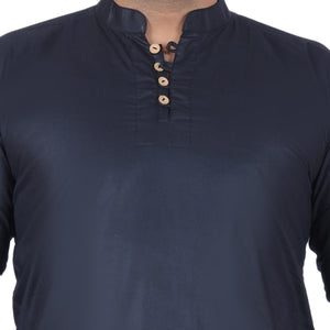 Black Solid Pure Cotton Straight Kurta