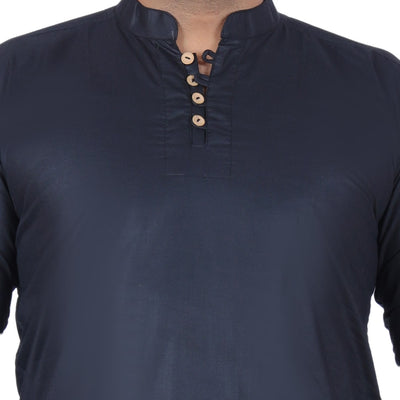 Black Solid Pure Cotton Straight Kurta
