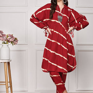 Tie & Dye Dyed Printed V-Neck Tunic Top and Trouser Co-Ords